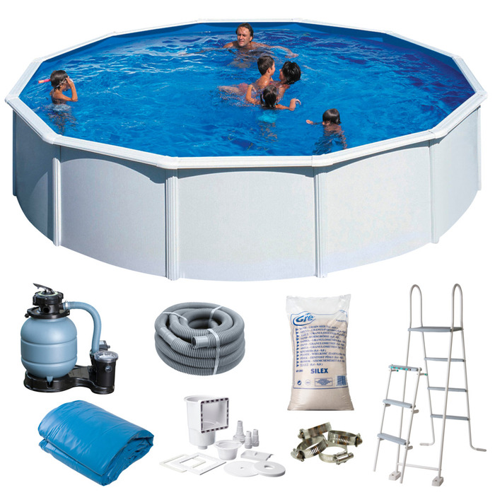 Gre poolpakke Ø550 cm 24944 liter hvid - Swim & Fun